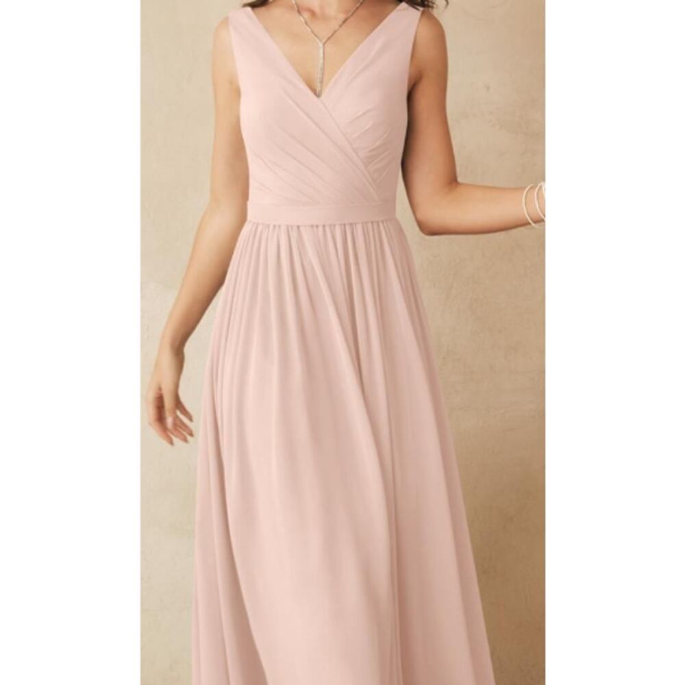 AW BRIDAL SZ 12 L pearl pink wedding cocktail bridesmaid party maxi dress B46
